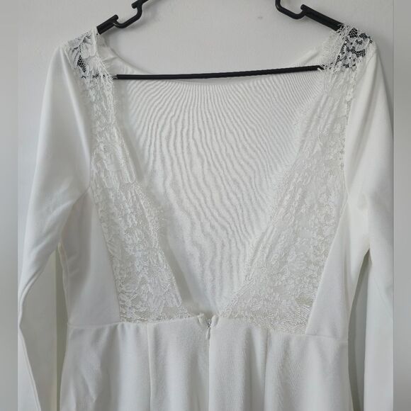 NWT Lulus Romantic Moments White Lace Long Sleeve Maxi Dress - Picture 7 of 10